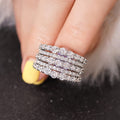 Women's Multi Layer Zircon Ring Round Geometric Sparkling Light Luxury Elegant Finger Jewelry view 3