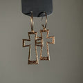 Alloy Crinkled Hollow Cross Pendant Hoop Earrings Vintage Versatile Niche Style Jewelry view 2