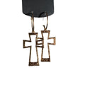 Alloy Crinkled Hollow Cross Pendant Hoop Earrings Vintage Versatile Niche Style Jewelry view 5