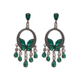 Light Luxury Alloy Butterfly Tassel Drop Earrings With Rhinestone Waterdrop Oval Design view 5