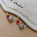Fresh Style Resin Hoop Earrings With Colorful Round Ball Pendant Geometric Design For Women view 2