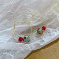 Fresh Style Resin Hoop Earrings With Colorful Round Ball Pendant Geometric Design For Women view 4