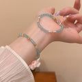 Artificial Crystal Geometric Round Beaded Waterdrop Fresh Minimalist Niche Bangle view 2