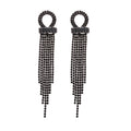 Light Luxury Copper Geometric Round Zircon Tassel Drop Earrings With Silver Posts view 5