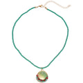 Vintage Glass Crystal Beaded Geometric Round Resin Pendant Choker Necklace view 5