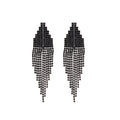 Luxury Copper Geometric Trapezoid Rhinestone Tassel Drop Earrings With Silver Pins For Women view 5