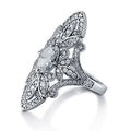 Silver Tone Floral Marquise Openwork Pavé Cocktail Ring 6-10 view 2