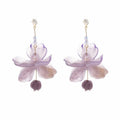 Silver Needle Zircon Resin Flower Pearl Tassel Drop Earrings Sweet Summer Floral Style view 5