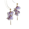 Alloy Chiffon Flower Beaded Tassel Drop Earrings With Silver Tone Posts Sweet Floral Style view 5