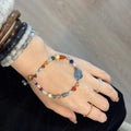Vintage Dopamine Glass Gourd Flower Beaded Bracelet With Round Geometric Beads view 2