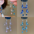 Sweet Copper Zircon Butterfly Teardrop Tassel Drop Earrings With Elegant Ear Hook Design view 1