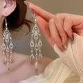 Rhinestone Teardrop Hollow Crystal Pendant Drop Earrings, Court Style Light Luxury Ear Hooks view 3