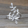 Adjustable Open Leaf Ring For Women, Marquise Shape Niche Design Finger Jewelry view 1