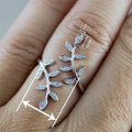 Adjustable Open Leaf Ring For Women, Marquise Shape Niche Design Finger Jewelry view 4