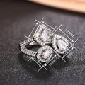 Adjustable Open Ring With Geometric Teardrop Square Shape, Light Luxury Fashion Jewelry view 4