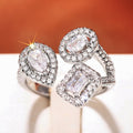 Adjustable Open Ring With Geometric Teardrop Square Shape, Light Luxury Fashion Jewelry view 2