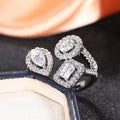 Adjustable Open Ring With Geometric Teardrop Square Shape, Light Luxury Fashion Jewelry view 3