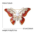 Alloy Enamel Rhinestone Butterfly Brooch With Pearl For Suit Decoration view 5