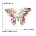 Alloy Enamel Rhinestone Butterfly Brooch With Pearl For Suit Decoration view 4