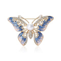 Alloy Enamel Rhinestone Butterfly Brooch With Pearl For Suit Decoration view 1
