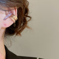 Alloy Wrinkled Double Layer Round Geometric Clip-on Earrings, Minimalist European Ear Cuffs view 3