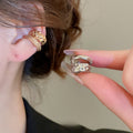 Alloy Wrinkled Double Layer Round Geometric Clip-on Earrings, Minimalist European Ear Cuffs view 1