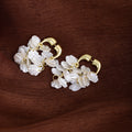 Elegant French Shell Petal Tassel Alloy Two Way Drop Stud Earrings For Women Luxury Niche Earrings view 3