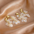 Elegant French Shell Petal Tassel Alloy Two Way Drop Stud Earrings For Women Luxury Niche Earrings view 2