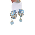 Fresh Floral Resin Stone Crystal Zircon Silver Needle Drop Earrings, Light Luxury Sweet Style view 5