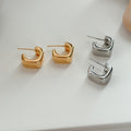Glossy Square Acrylic Stud Earrings For Women Geometric Metallic Look Minimalist Office Jewelry view 1