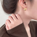 Glossy Square Acrylic Stud Earrings For Women Geometric Metallic Look Minimalist Office Jewelry view 2