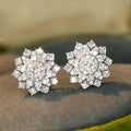 Flower Snowflake Stud Earrings For Women, Sweet Elegant Micro Paved Zircon Fashion Jewelry view 2