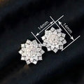 Flower Snowflake Stud Earrings For Women, Sweet Elegant Micro Paved Zircon Fashion Jewelry view 4