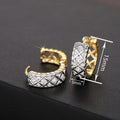 Two Tone Plated Geometric Rhombus Ear Cuffs For Women, French Elegant Luxury Jewelry Earrings view 4