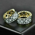 Two Tone Plated Geometric Rhombus Ear Cuffs For Women, French Elegant Luxury Jewelry Earrings view 5