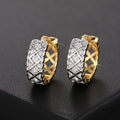 Two Tone Plated Geometric Rhombus Ear Cuffs For Women, French Elegant Luxury Jewelry Earrings view 2