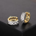 Two Tone Plated Geometric Rhombus Ear Cuffs For Women, French Elegant Luxury Jewelry Earrings view 3