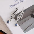 Luxury Blue Zircon Rhinestone Waterdrop Tassel Geometric Stud Dangle Earrings for Women Fashion Earrings view 4