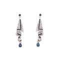 Luxury Blue Zircon Rhinestone Waterdrop Tassel Geometric Stud Dangle Earrings for Women Fashion Earrings view 5