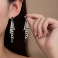 Luxury Blue Zircon Rhinestone Waterdrop Tassel Geometric Stud Dangle Earrings for Women Fashion Earrings view 1