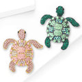 Alloy Rhinestone Turtle Brooch Pin For Animal Clothing Accessories – Gun Black Green view 2