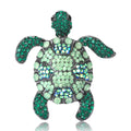 Alloy Rhinestone Turtle Brooch Pin For Animal Clothing Accessories – Gun Black Green view 1