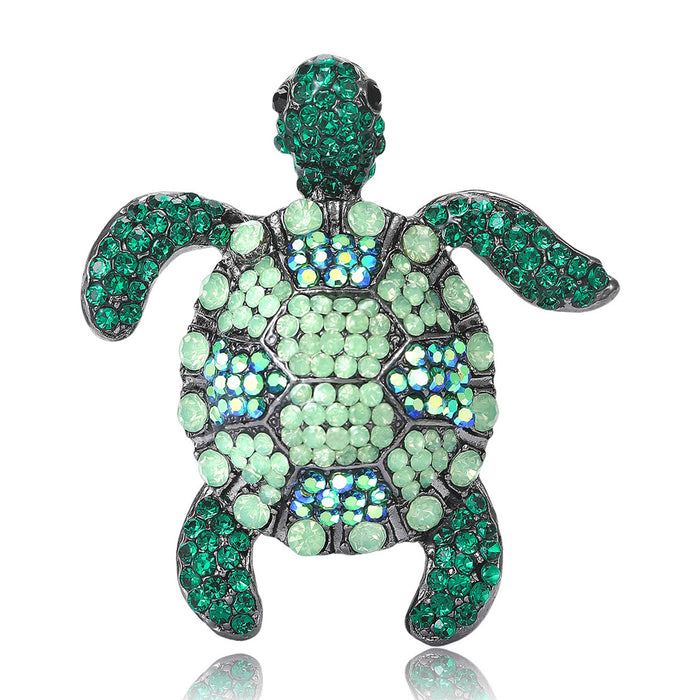 Alloy Rhinestone Turtle Brooch Pin For Animal Clothing Accessories – Gun Black Green