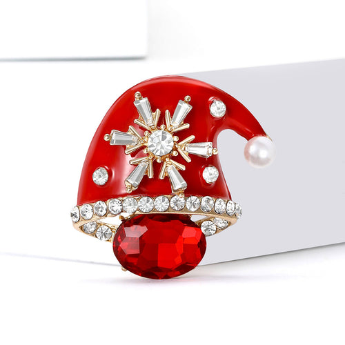 Enamel Alloy Rhinestone Christmas Hat Brooch For Festive Apparel Decoration