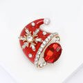 Enamel Alloy Rhinestone Christmas Hat Brooch For Festive Apparel Decoration view 4
