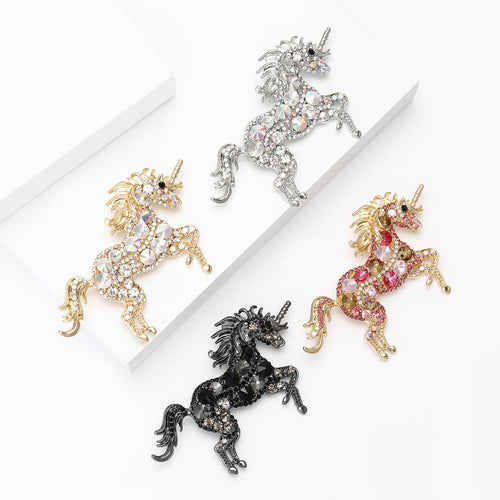 Alloy Rhinestone Unicorn Brooch Pin For Clothing And Anti Exposure