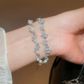 Sparkling Zircon Faux Pearl Butterfly Irregular Geometric Light Luxury Bangle For Women view 4
