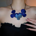 Vintage Beach Vacation Acrylic Three Leaf Flower Pendant Clavicle Necklace For Women view 3