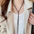 European Style Metal Multilayer Knotted Chain Tassel Sweater Necklace For Women view 4