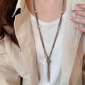 European Style Metal Multilayer Knotted Chain Tassel Sweater Necklace For Women view 2